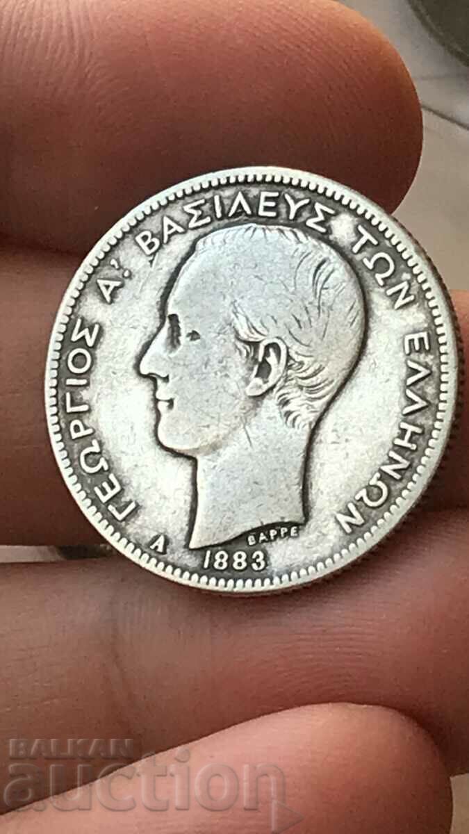 Greece 2 drachmas 1883 George I silver with price 190.00 BGN | € 97.15