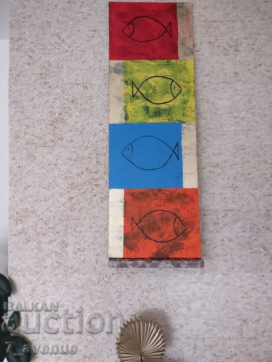 Original painting acrylic on canvas, abstract 120/40 cm with price 380.00 BGN | € 194.29