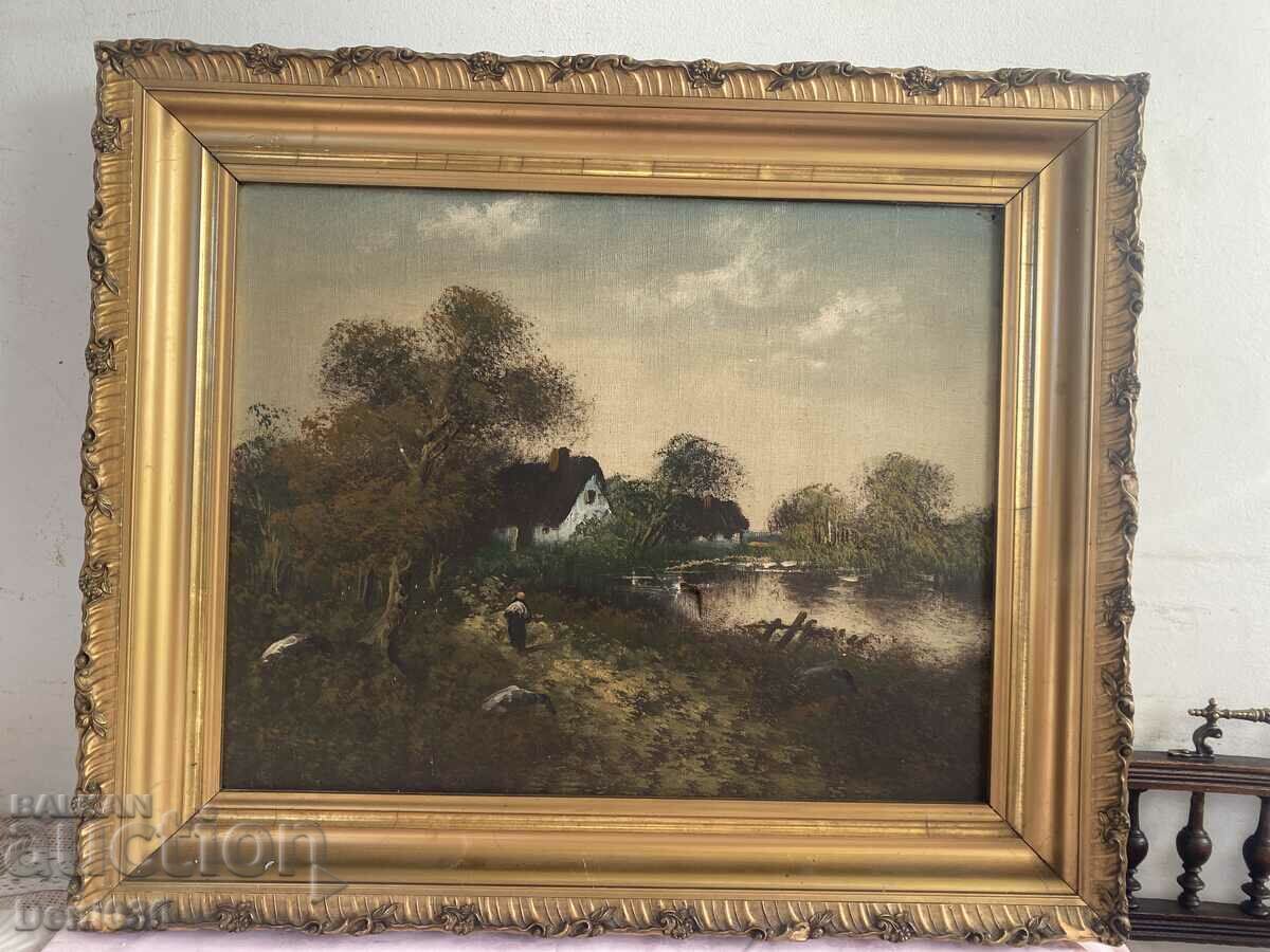 A lovely very old oil on canvas painting