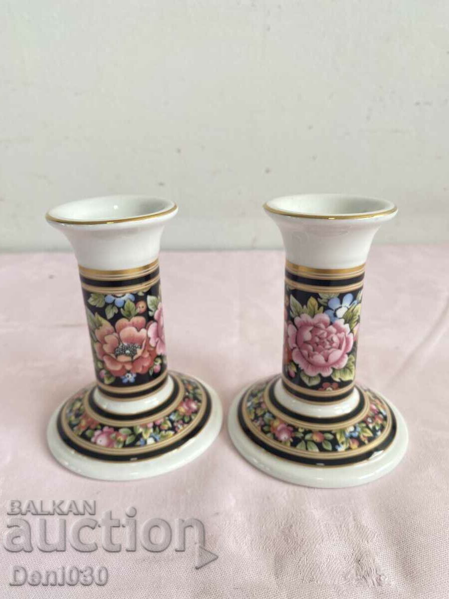 Beautiful English marked porcelain candlesticks