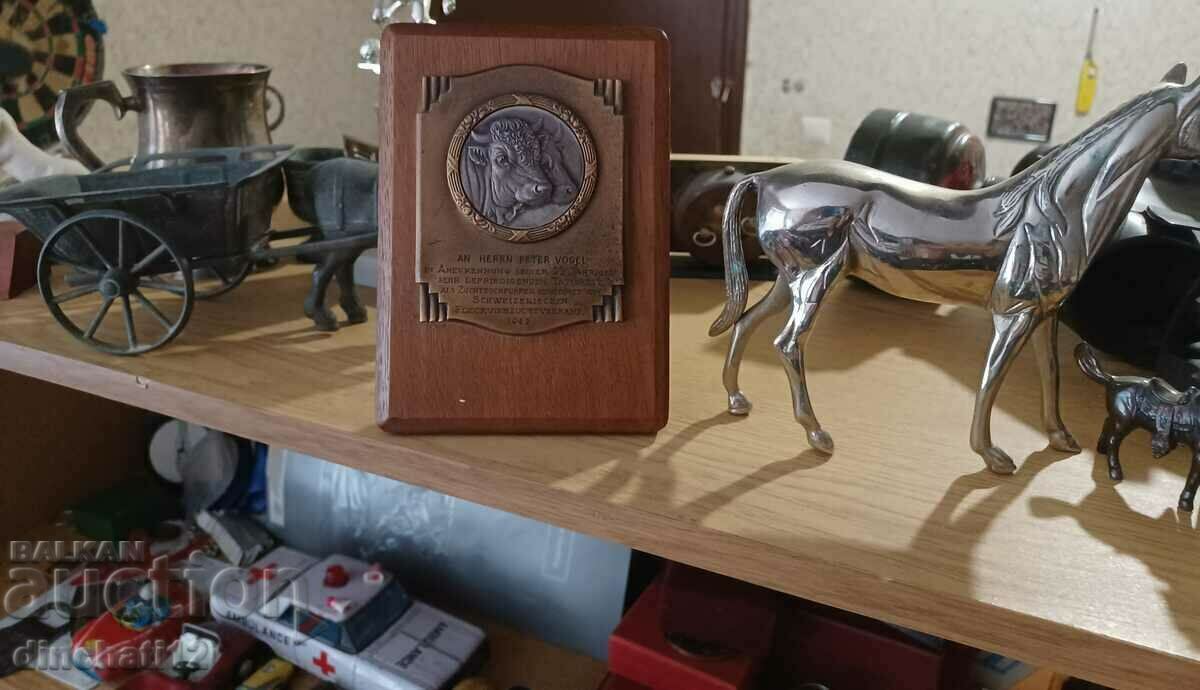 Award. Table plaque Switzerland. Bullfighting - 6 Award. Table plaque Switzerland. Bullfighting - 6