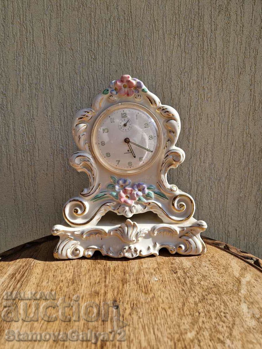 A beautiful antique Junghans porcelain clock