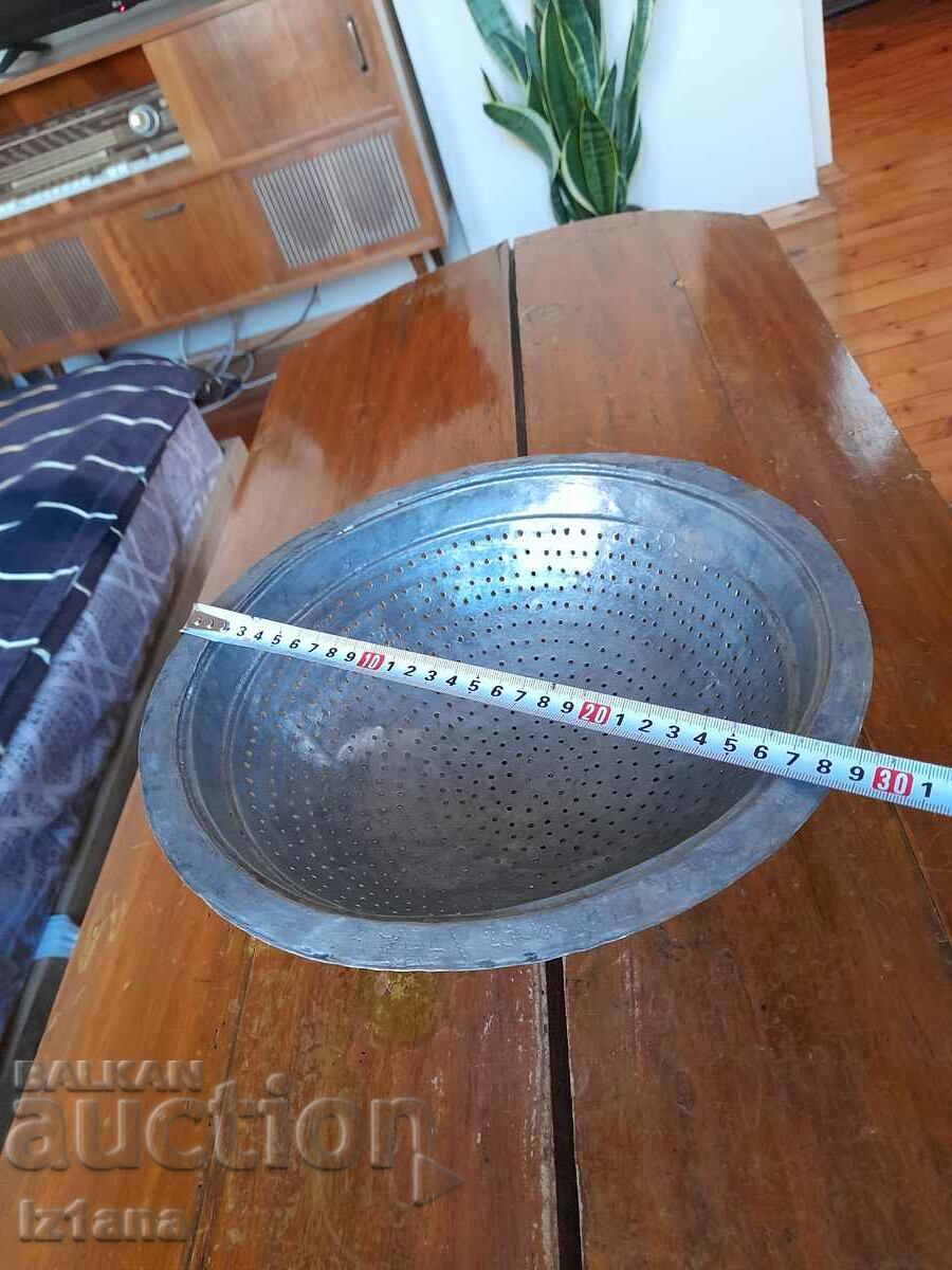 Auction  Old copper colander, strainer