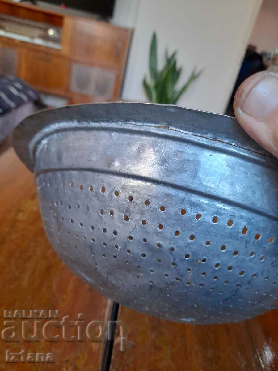 Old copper colander, strainer - 7