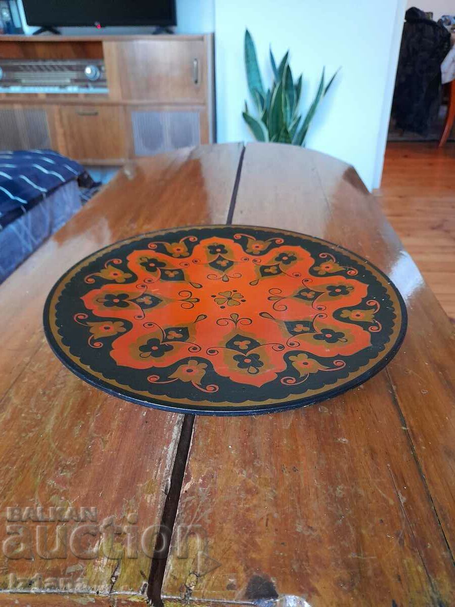 Old decorative wooden pan, tray