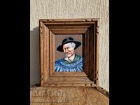 A lovely antique enamel painting on terracotta