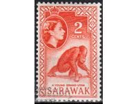 GB/Sarawak-1955-Regular-QE II-în motive ovale+naturale, MLH