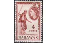 GB/Sarawak-1955-Regular-QE II-σε οβάλ+φυσικά μοτίβα,MLH