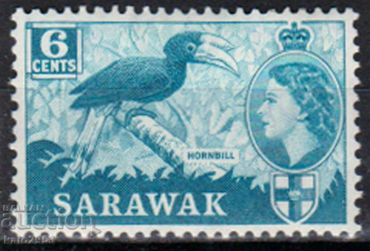 GB/Sarawak-1955-Regular-QE II-σε οβάλ+φυσικά μοτίβα,MLH