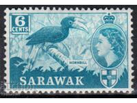 GB/Sarawak-1955-Regular-QE II-σε οβάλ+φυσικά μοτίβα,MLH