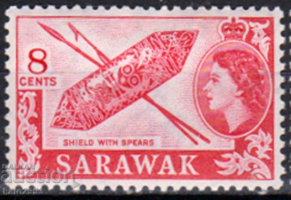 GB/Sarawak-1955-Редовна-QE II-в овал+природни мотиви,MLH