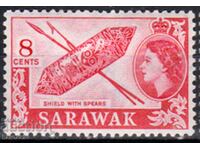 GB/Sarawak-1955-Regular-QE II-in oval+natural motifs,MLH