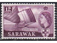 GB/Sarawak-1955-Regular-QE II-σε οβάλ+φυσικά μοτίβα,MLH