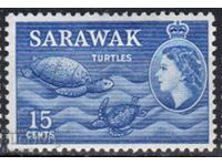 GB/Sarawak-1955-Regular-QE II-σε οβάλ+φυσικά μοτίβα,MLH