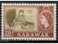 GB/Sarawak-1955-Regular-QE II-in oval+natural motifs,MLH