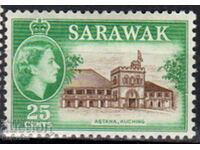 GB/Sarawak-1955-Regular-QE II-in oval+natural motifs,MLH