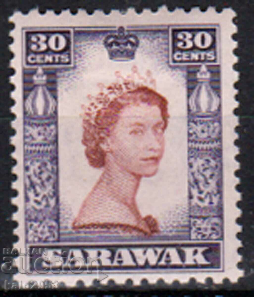 GB/Sarawak-1955-Regular-QE II,MLH-denominație mare.