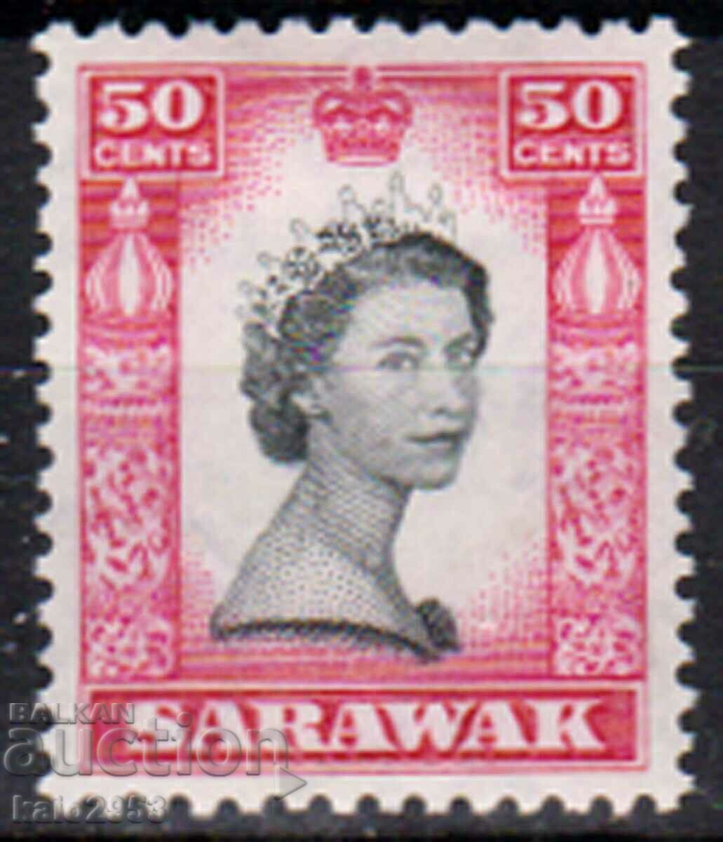 GB/Sarawak-1955-Regular-QE II,MLH-denominație mare.