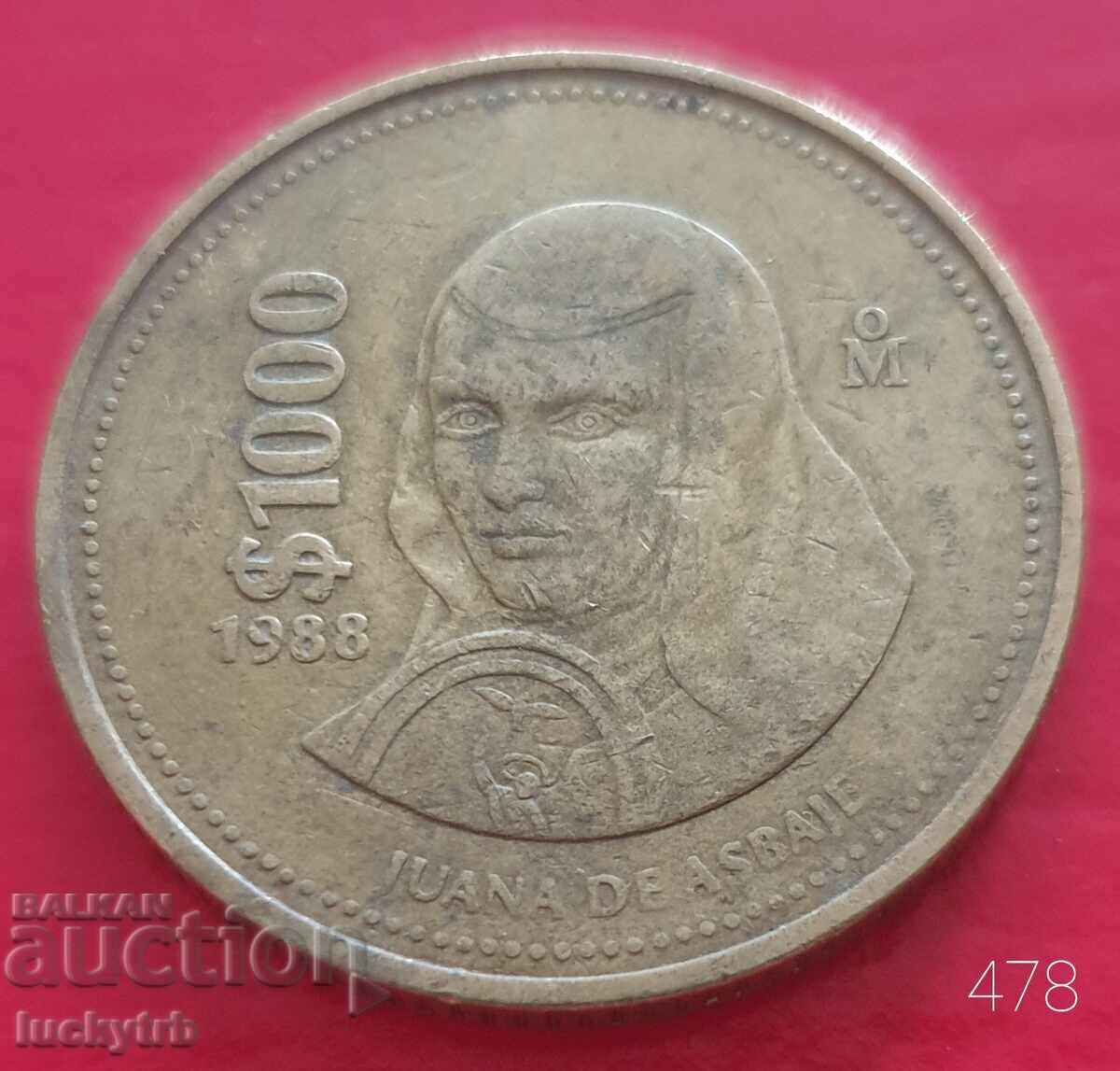 1000 pesos 1988 - Mexic