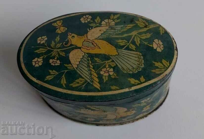 . METAL TIN BOX WITH BIRD BIRDS