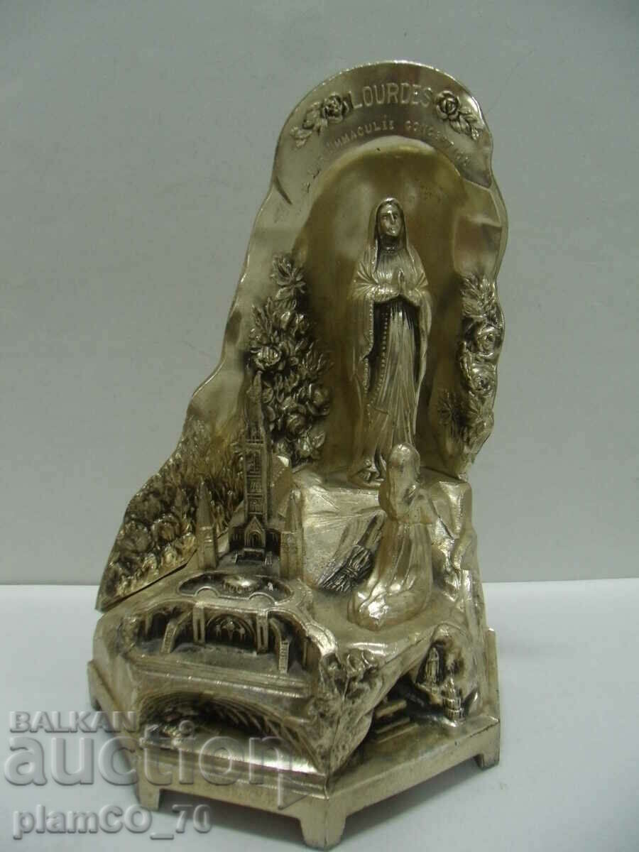 #*7749 old metal LOURDES musical figurine