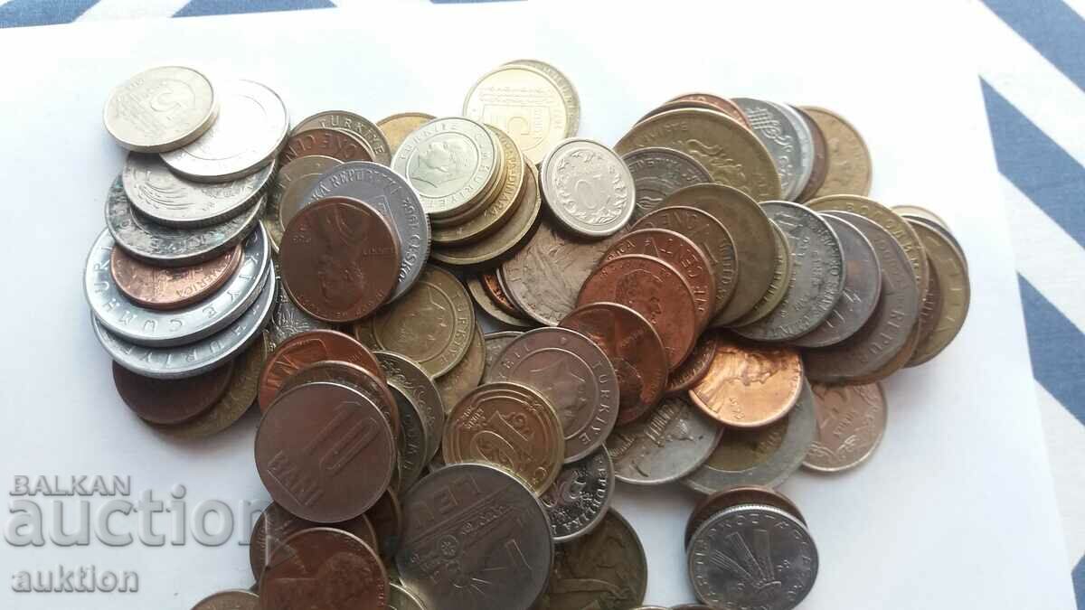 LOT OF 100 RARE FOREIGN COINS with price 11.89 BGN | € 6.08