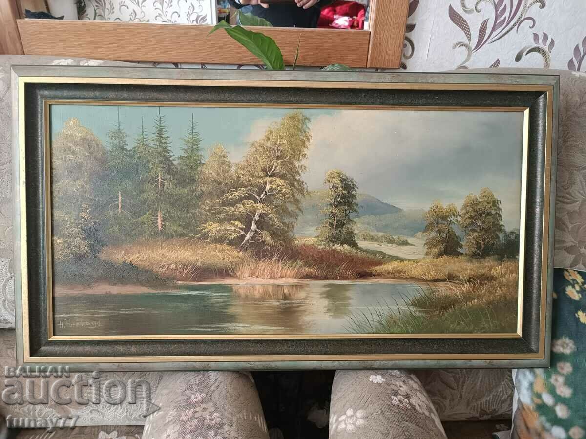 Large Uniquely beautiful oil painting on canvas signed