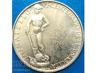 500 Lira 1986 Italy Donatello - Artist 600 UNC Silver