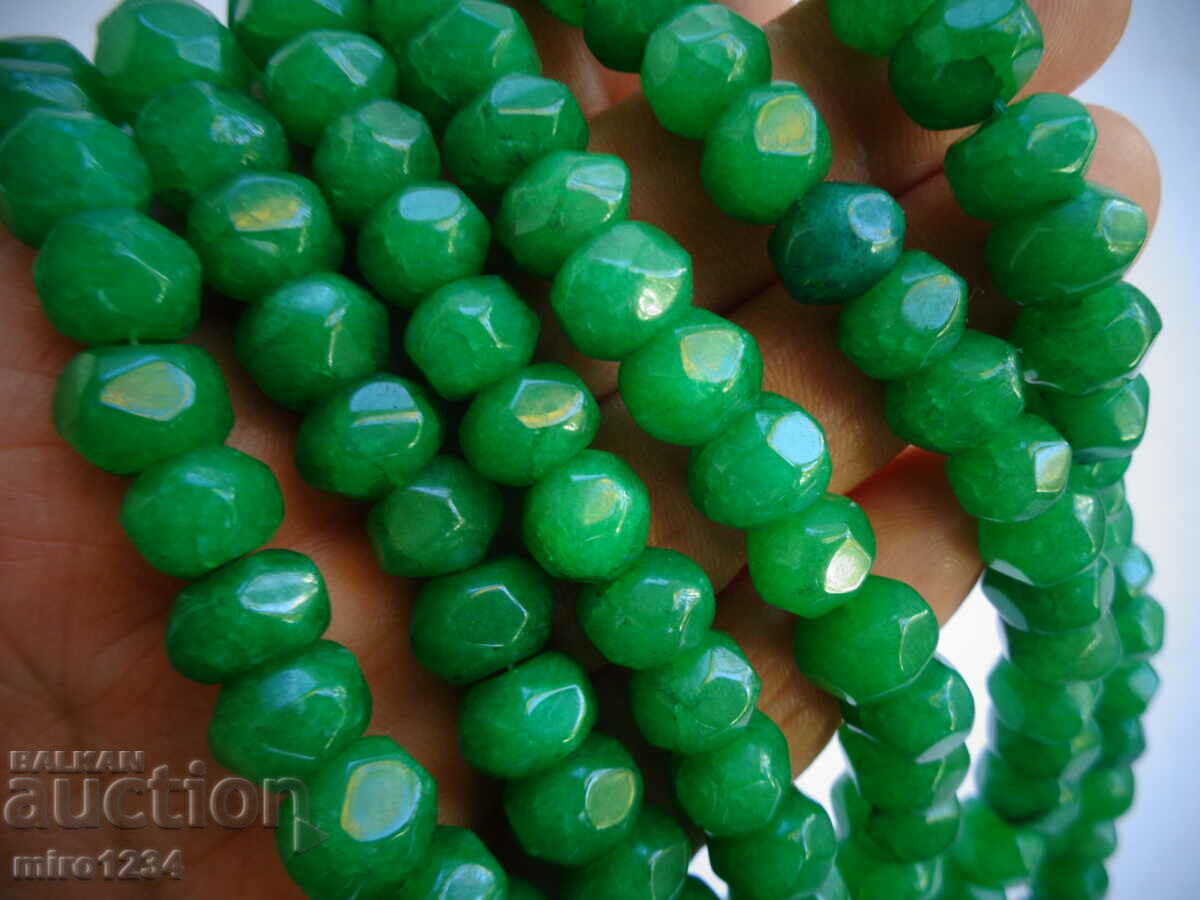 BZC NECKLACE NECKLACE CHAIN ENGRAVED EMERALD/EMERALD BEADS