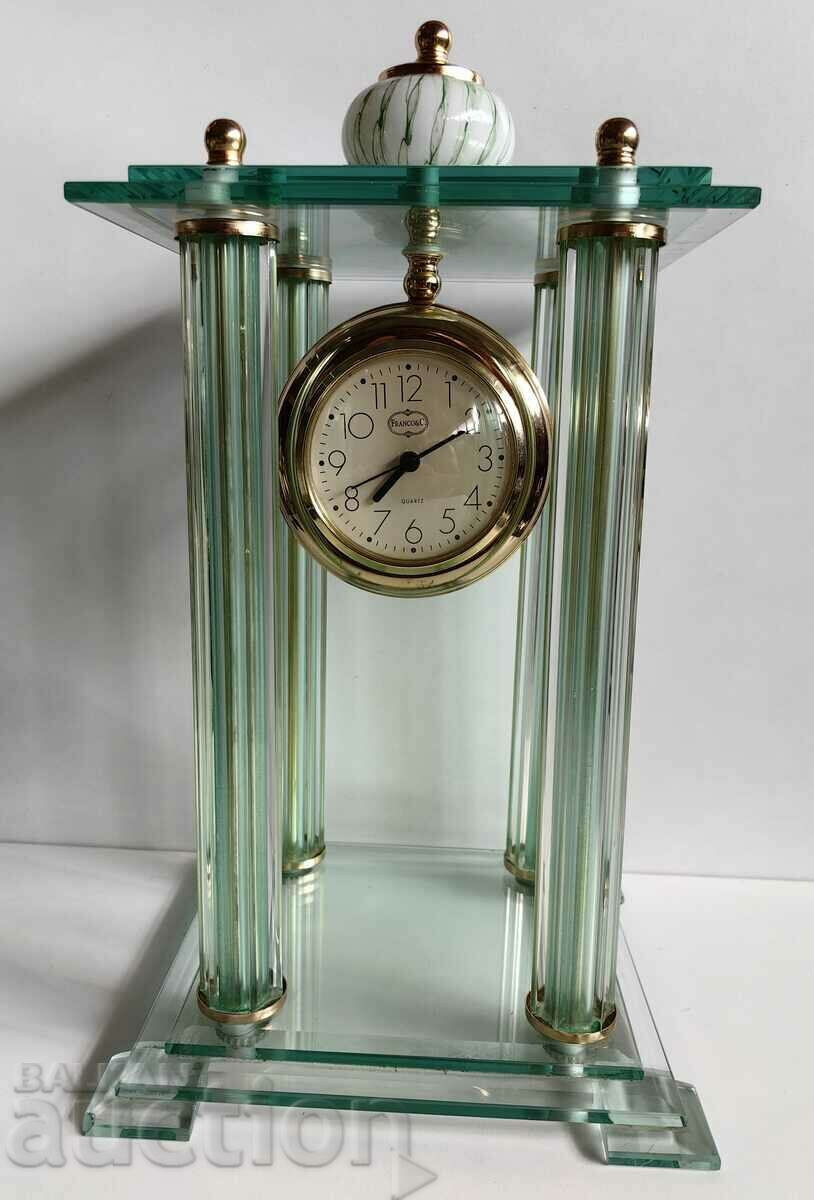 . HUGE 4,800 KG SOLID GLASS TABLE QUARTZ CLOCK