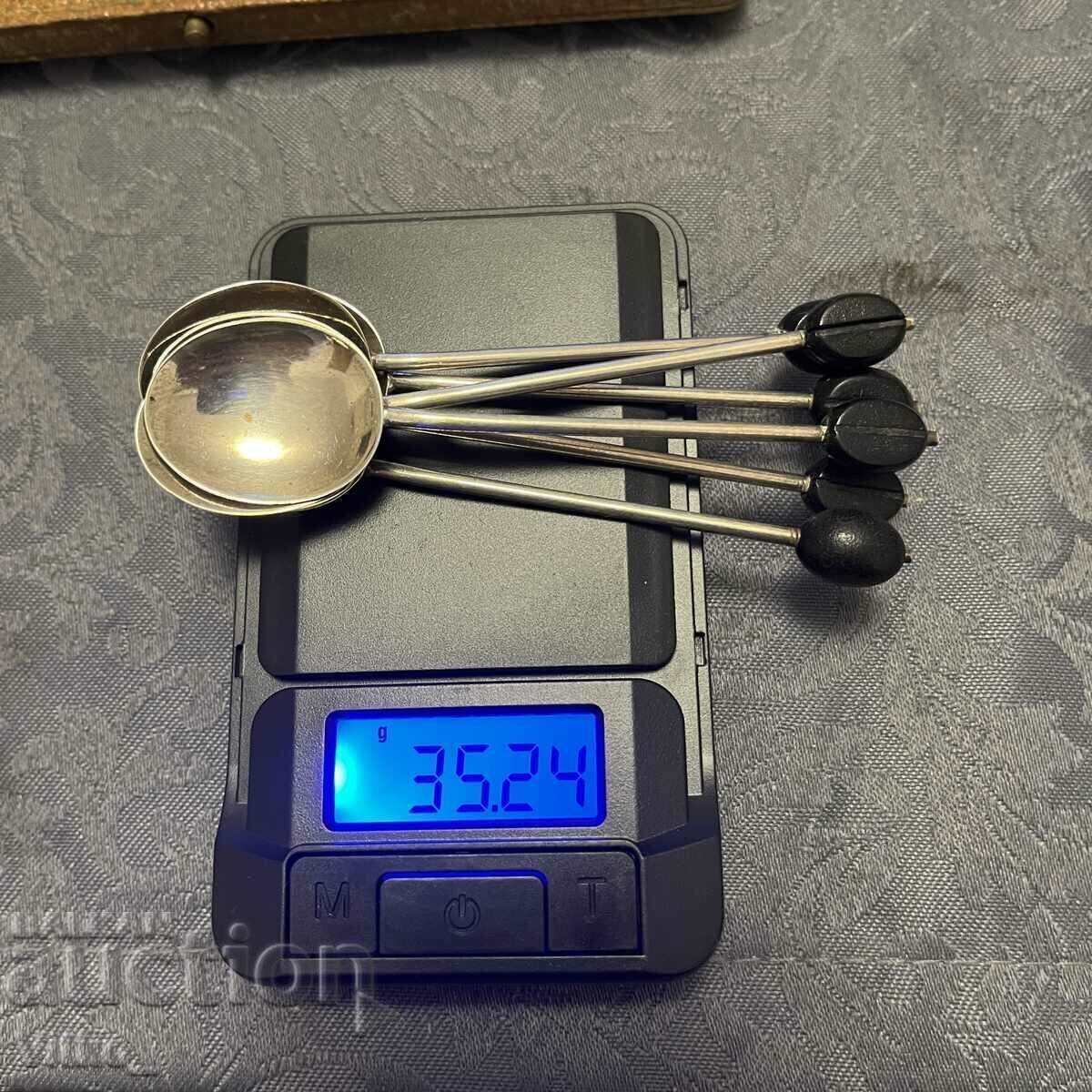 Old English silver coffee spoons, markings - 5 Old English silver coffee spoons, markings - 5