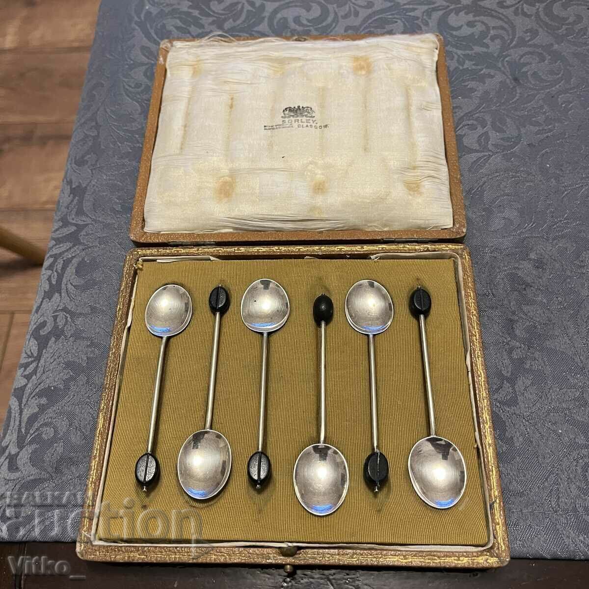Old English silver coffee spoons, markings Old English silver coffee spoons, markings