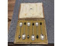 Old English silver coffee spoons, markings