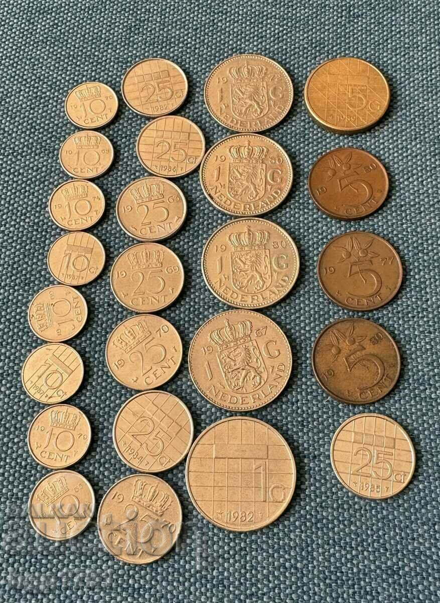 from 1 st. Lot of 25 coins Netherlands 20th century UNC