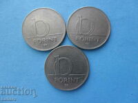 10 forints 1993, 1994, 2001 Hungary