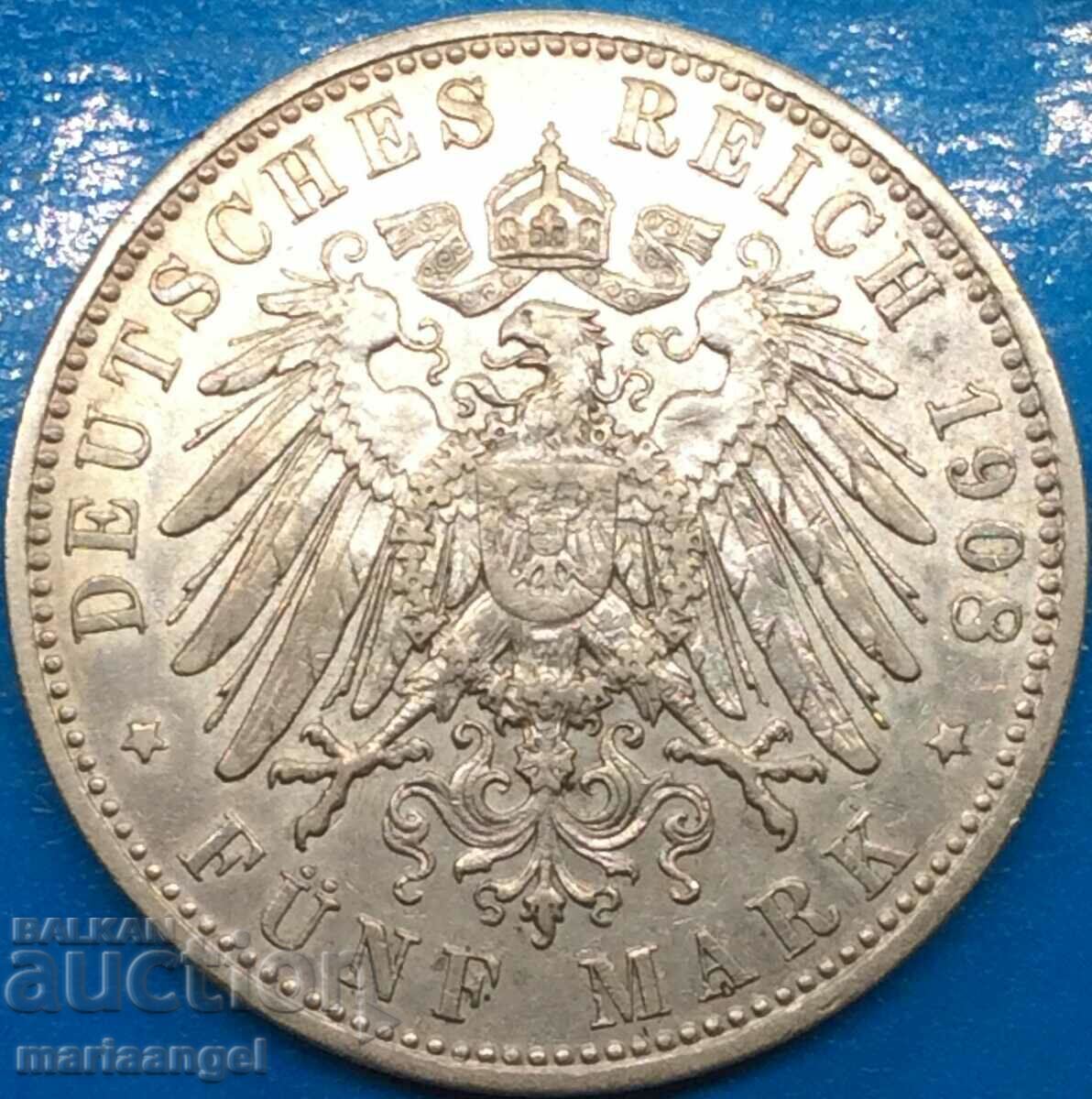 5 timbre 1908 Bavaria Germania Otto von Bayern 27,72g argint