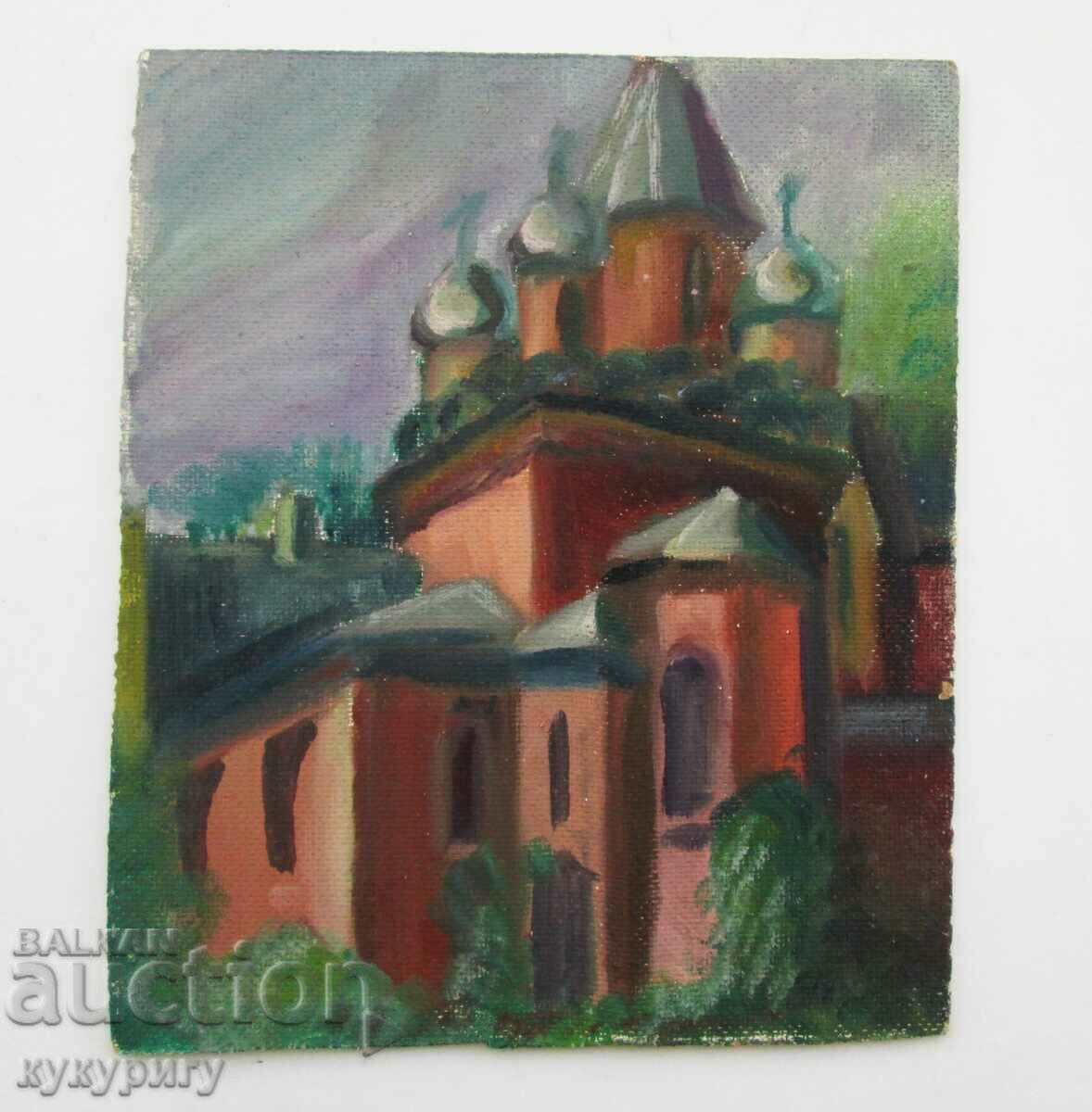 Delivery of Old painting Christian Church oil in phaser Delivery of Old painting Christian Church oil in phaser