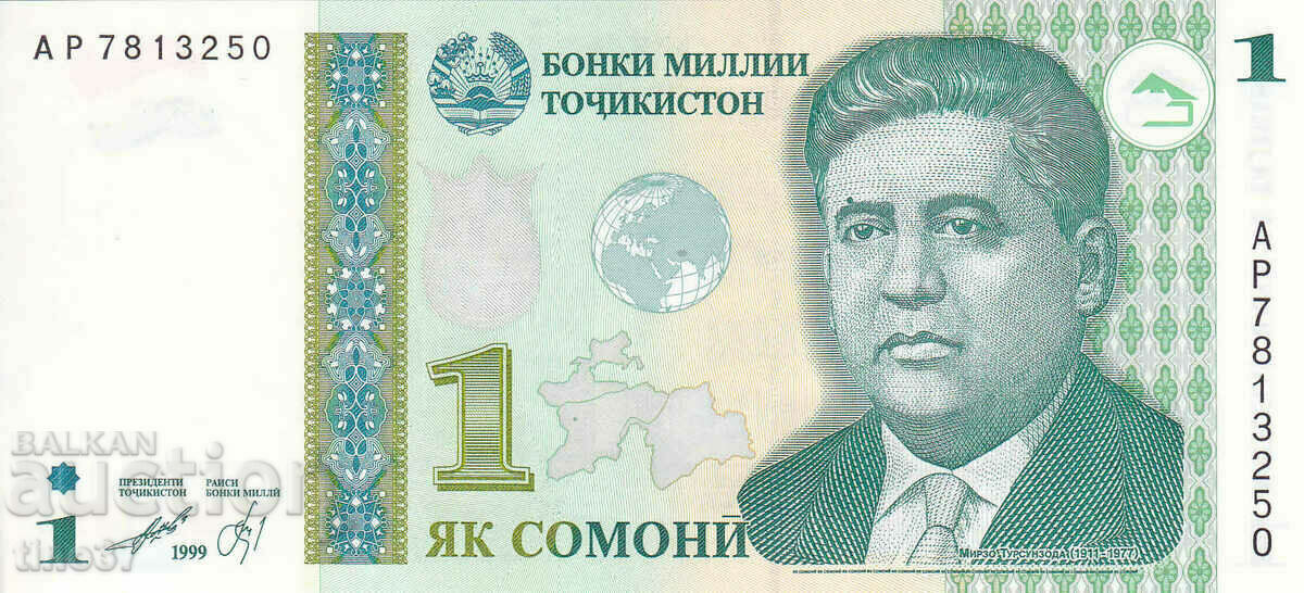 tino37- TAJIKISTAN - 1 SOMONI - 1999 - UNC with price 3.90 BGN | € 1.99 tino37- TAJIKISTAN - 1 SOMONI - 1999 - UNC with price 3.90 BGN | € 1.99