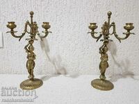 Set of two massive bronze candlesticks - candlestick