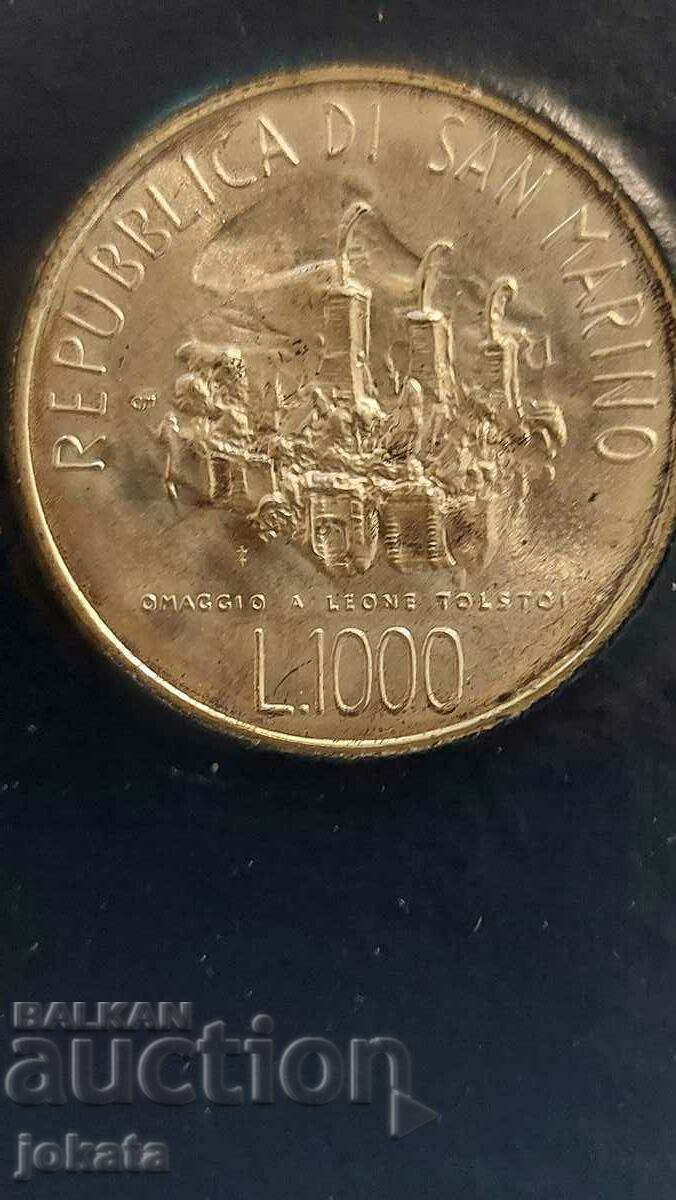 1000 de lire de argint San Marino