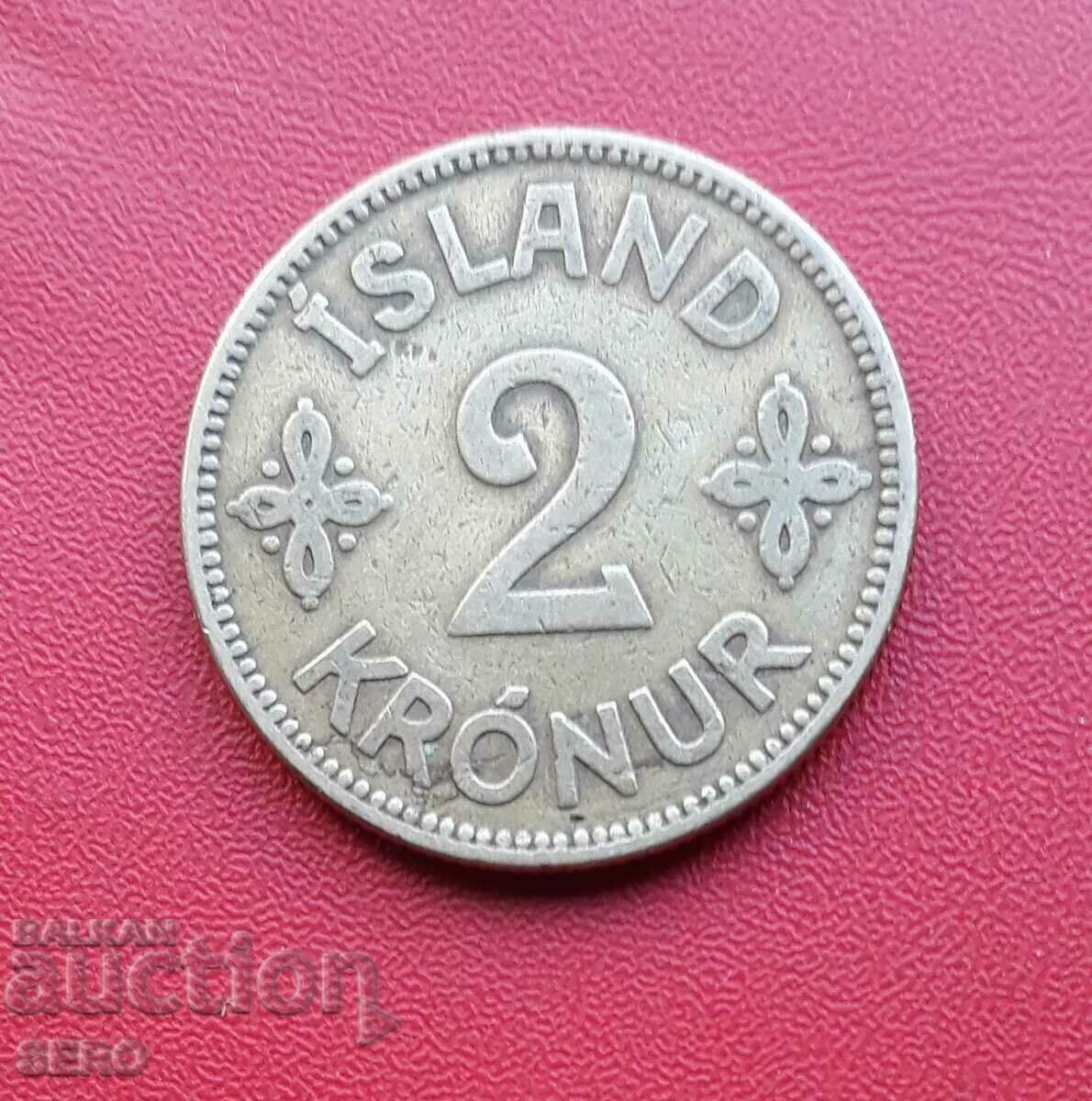 Islanda-2 coroane 1925-multe rare-circulație 126 h. Nu.