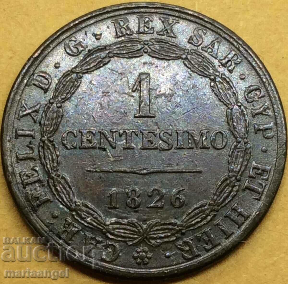 1 centesimo 1826 Ιταλία Τορίνο ιατρ