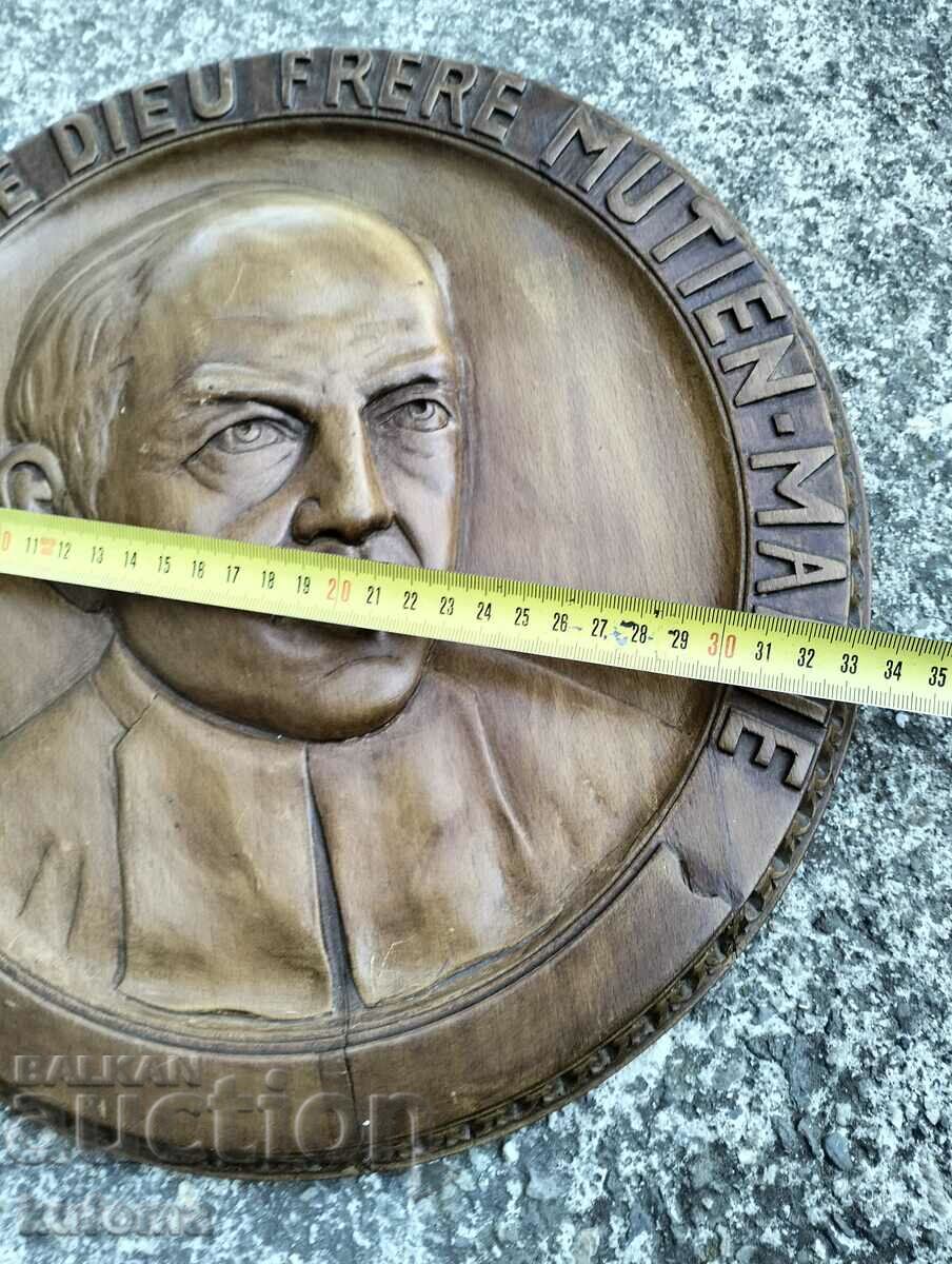Auction Old wooden Catholic religious plaque Auction Old wooden Catholic religious plaque