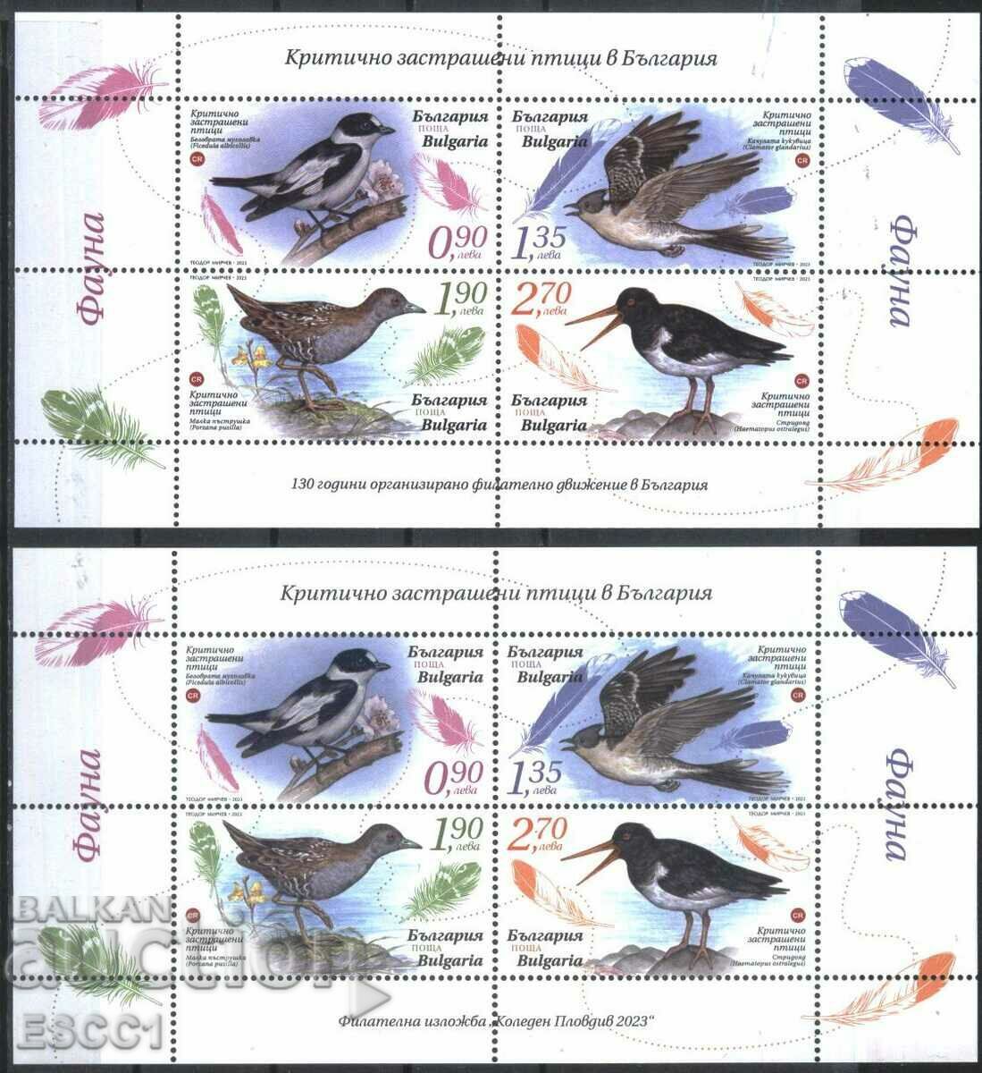 Clean stamps small leaves Fauna Endangered Birds 2023 Bulgaria