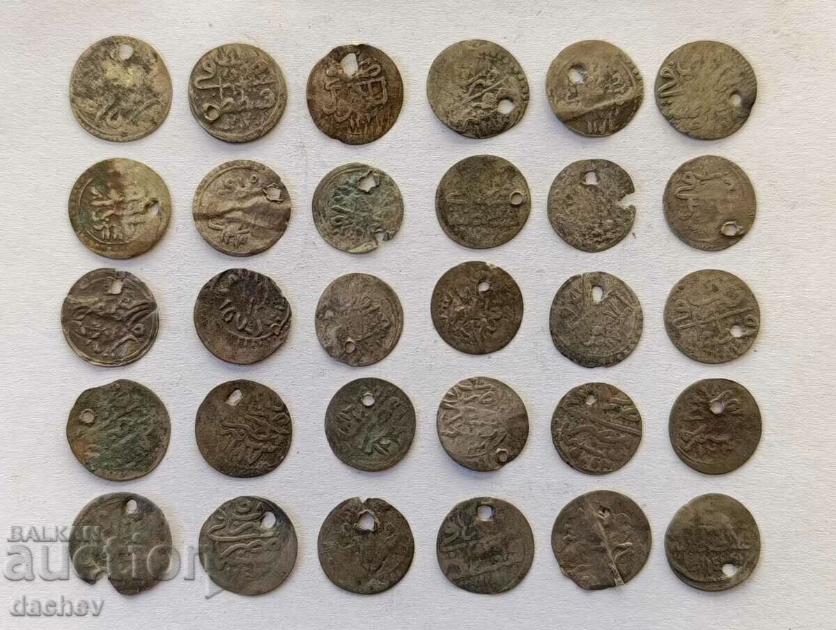 Lot 30 pcs. Silver Turkish coins Turkey akceta ahceta jewelry