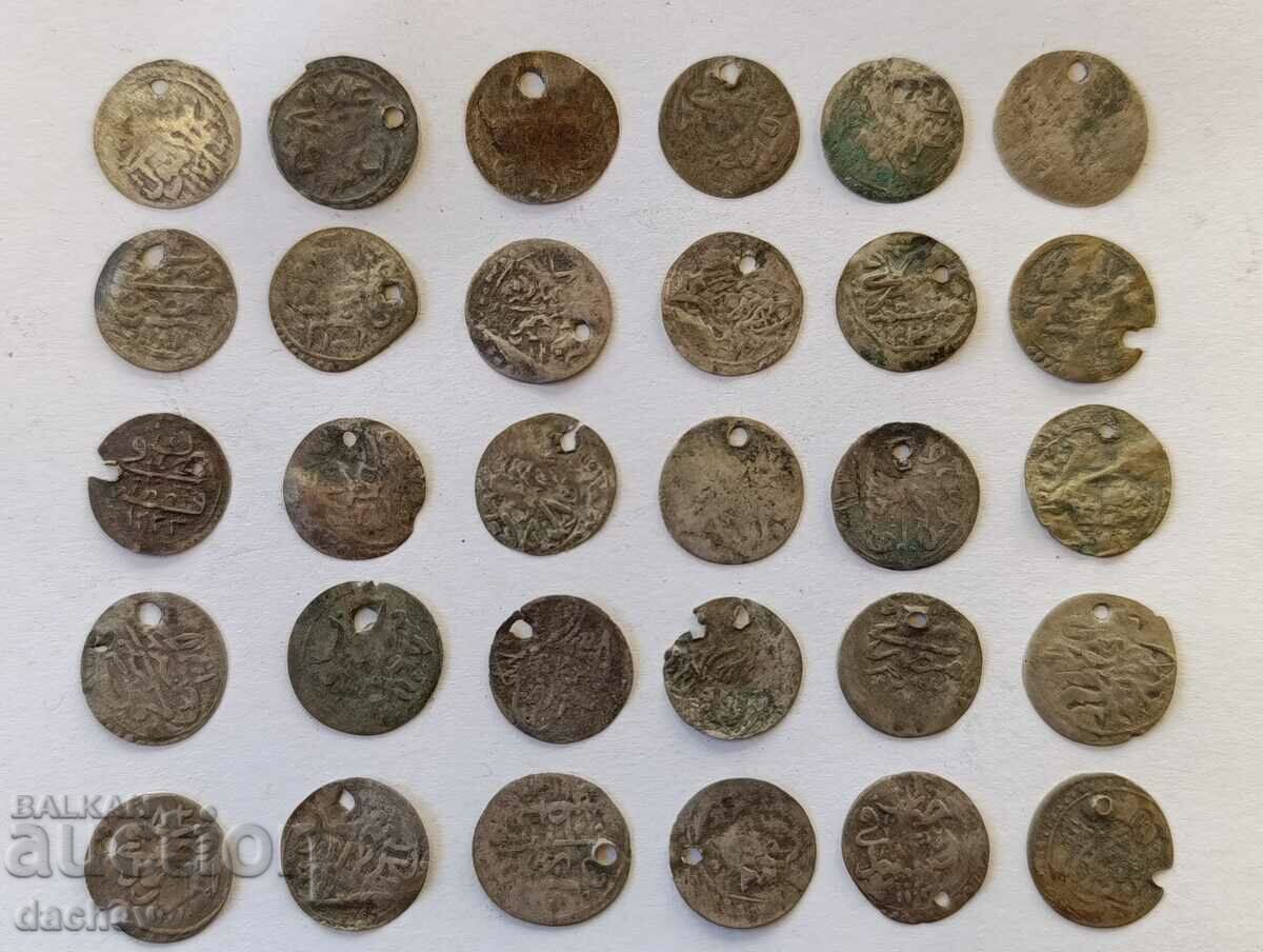 Lot 30 pcs. Silver Turkish coins Turkey akceta ahceta jewelry