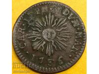 1 soldo 1736 Italy Mantua Duke Gonzaga "Sun" Cu