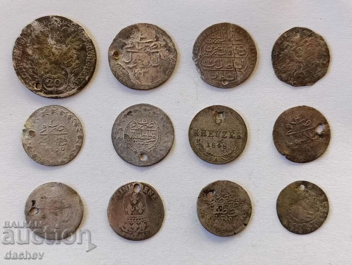Παρτίδα 12 τεμ. Ασημένια τουρκικά νομίσματα κοσμήματα Τουρκίας akceta ahceta
