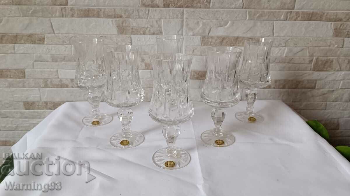 Set pahare de cristal pentru vin alb - 6 bucati - Model "Rositsa"