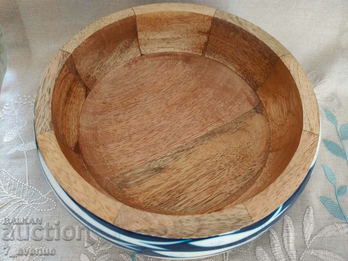 Licitație Bol decorativ, paneer, lemn de mango, peste, diametru 20 cm